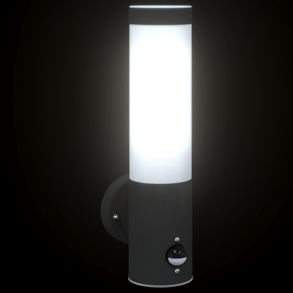 Buitenwandlampen 2 Stuks Rvs Ip44 Zwart met sensor