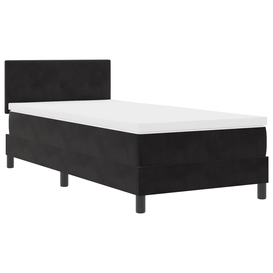Boxspringbed Met Matras Zwart Enkel Fluweel Blauw
