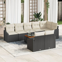 9-Delige Tuinsofaset Met Kussens Zwart Poly Rattan Acacia