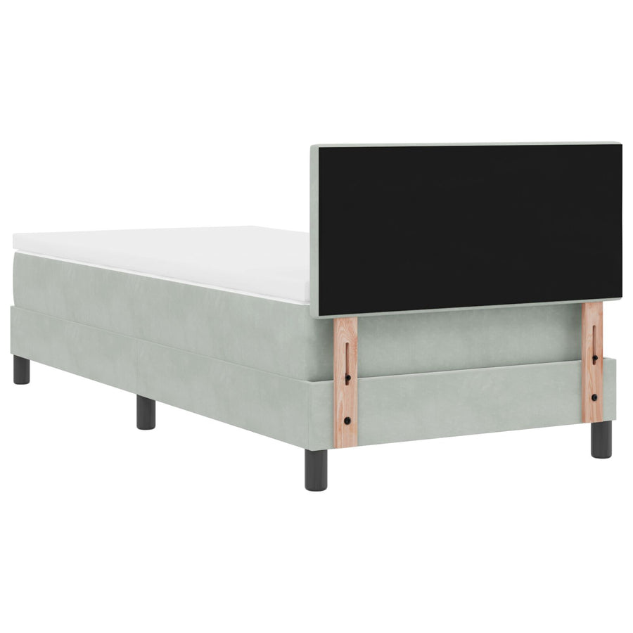 Boxspring Bed Met Matras Lichtgrijs 100X200 Cm Fluweel Blauw