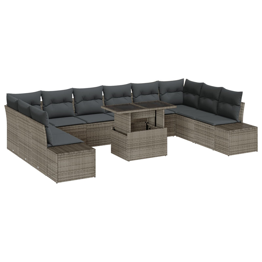 Tuinbankset Set Van 11 Grijs Rattan Tuinbankset Rechthoekig