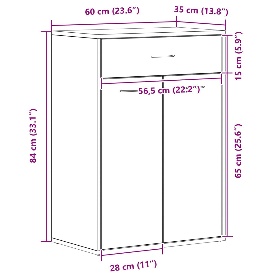 Schoenenkast Zwart Eikenhout 60X35X84 Cm Gelaagd Hout
