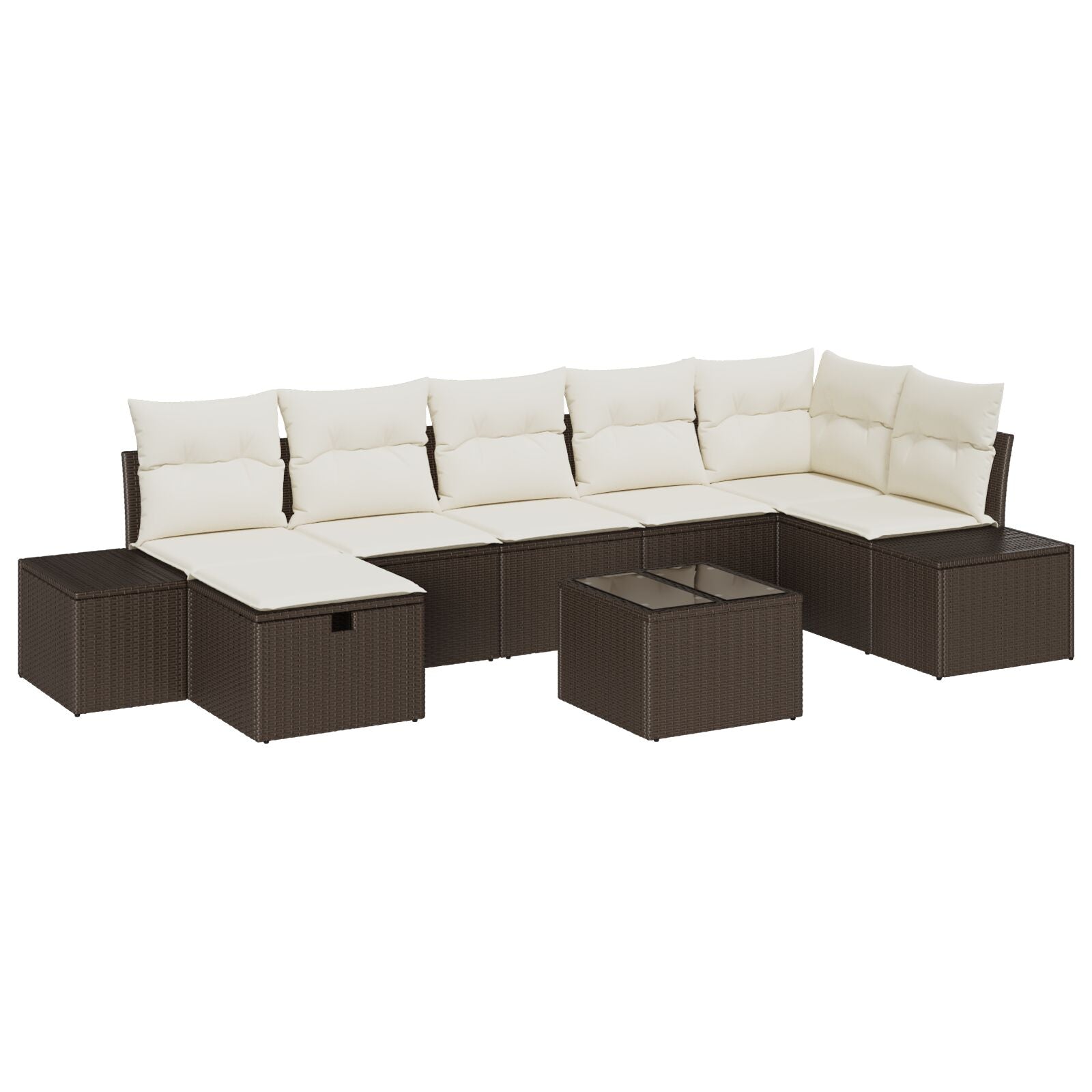 8-Delige Tuin Sofa Set Met Kussens Bruin Poly Rattan Wit