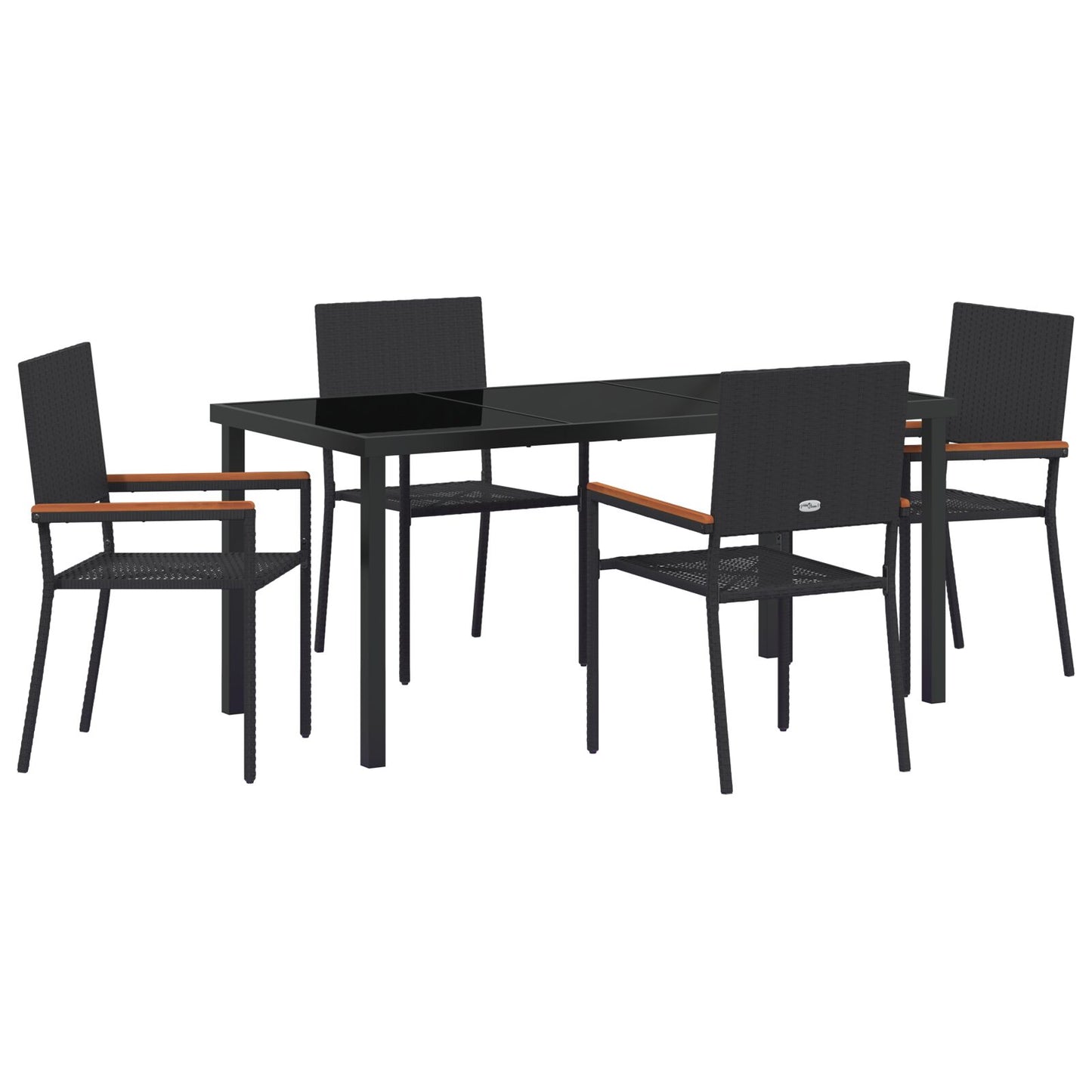 5-Delige Tuin Eetset Zwart Poly Rattan