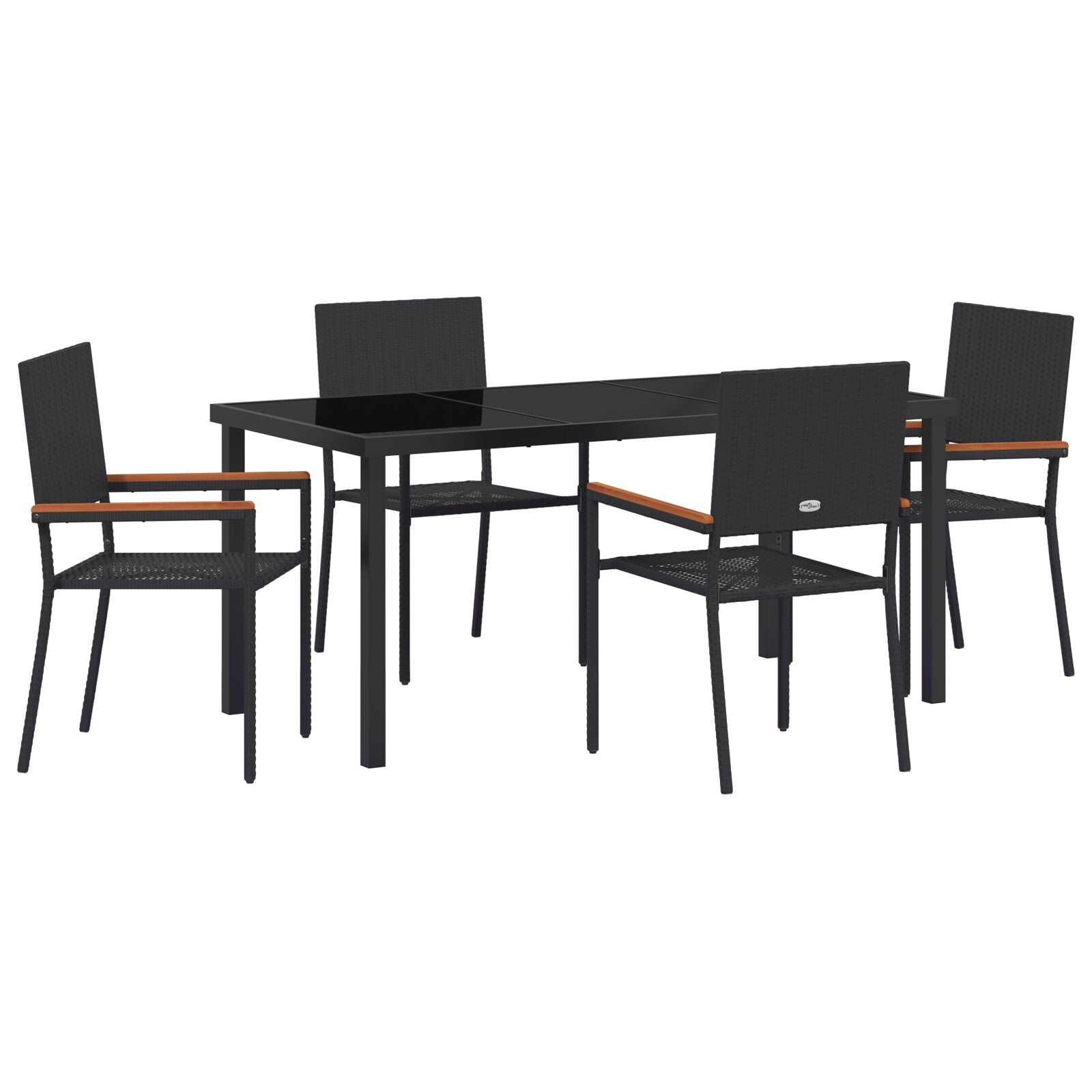5-Delige Tuin Eetset Zwart Poly Rattan