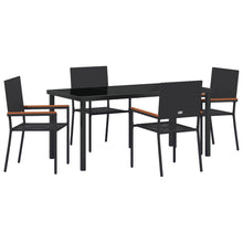 5-Delige Tuin Eetset Zwart Poly Rattan