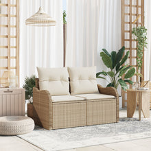 2-Zits Tuinbank Met Opbergruimte & Kussens Poly Rattan Beige en crème met opslag