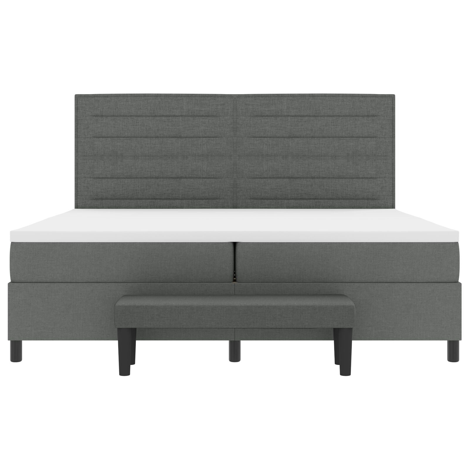 Boxspring Bed Met Matras & Bank Stof Donkergrijs 200 x 200 cm Lijnen design