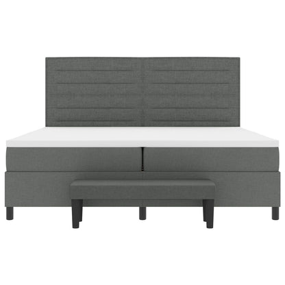 Boxspring Bed Met Matras & Bank Stof Donkergrijs 200 x 200 cm Lijnen design