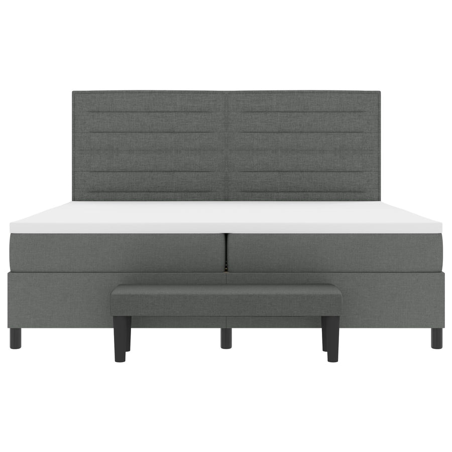 Boxspring Bed Met Matras & Bank Stof Donkergrijs 200 x 200 cm Lijnen design