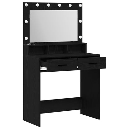 Kaptafel Met Led-Verlichting - - 79 x 41 x 135 cm Zwart eiken