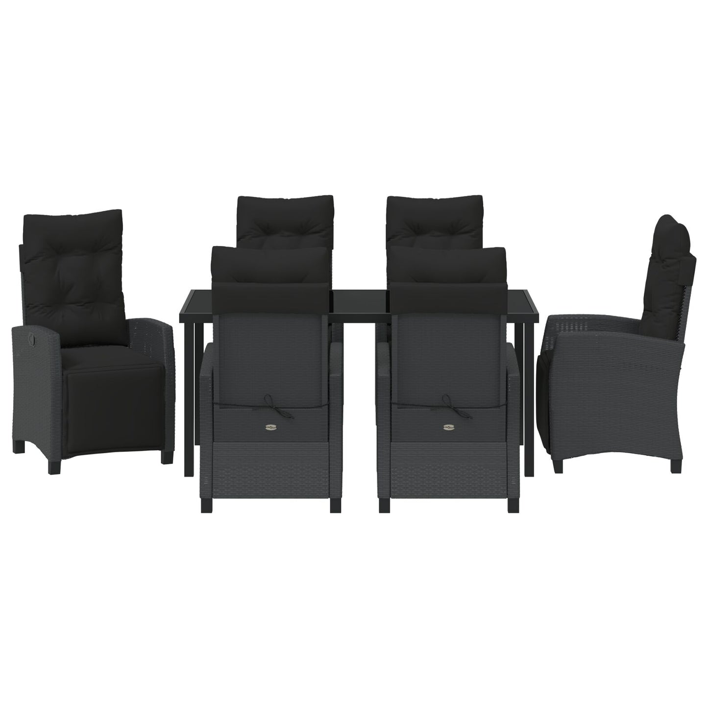 7-Delige Tuinset In Zwart Poly Rattan