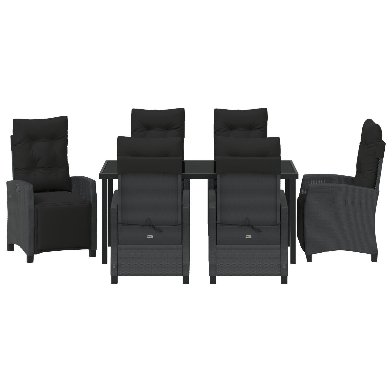 7-Delige Tuinset In Zwart Poly Rattan