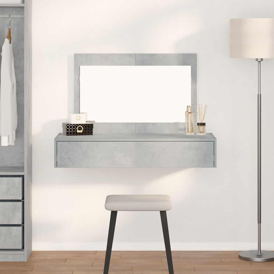 Wandgemonteerde Kaptafel 100 x 40 x 70 cm Beton grijs zonder LED