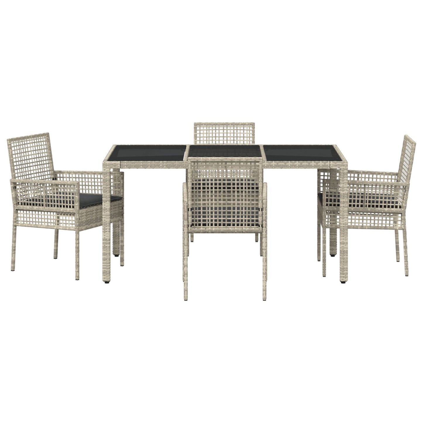 5-Delige Tuin Eetset Met Kussens Lichtgrijs Poly Rattan