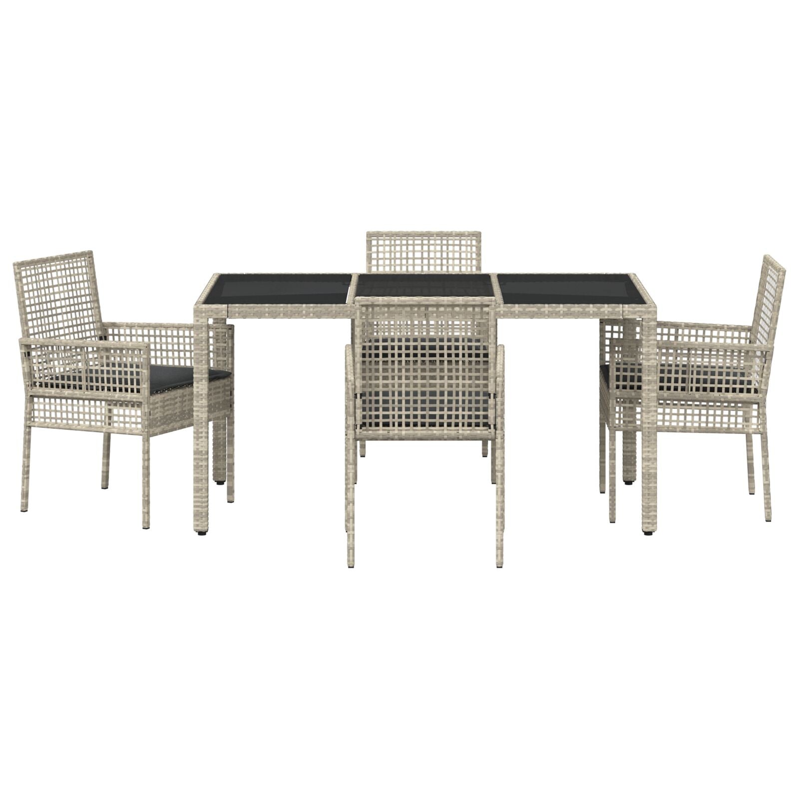 5-Delige Tuin Eetset Met Kussens Lichtgrijs Poly Rattan
