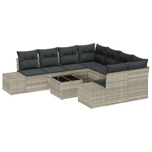 9-Piece Tuin Sofa Set Met Kussens Lichtgrijs Poly Riet