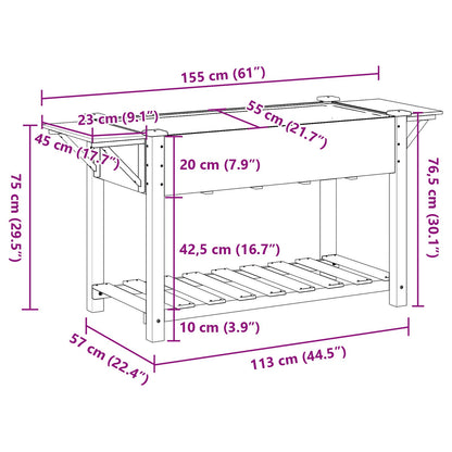 Tuinbak Met Planken 155X59X76 Cm Massief Grenenhout 155 x 59 x 76.5 cm