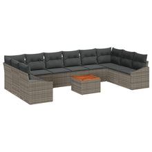 11-Delige Tuinbank Set Met Kussens Grijs Poly Riet Acacia