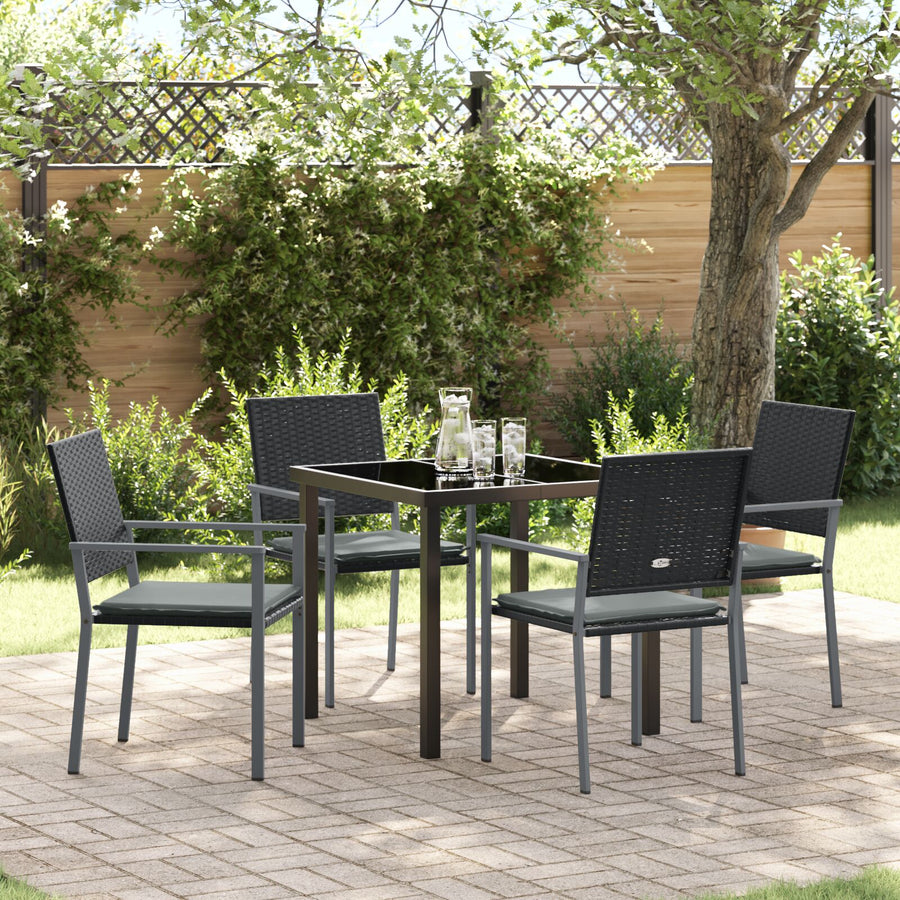 Set Van 3 Zwart Pe Rattan, Gepoedercoat Staal Standaard