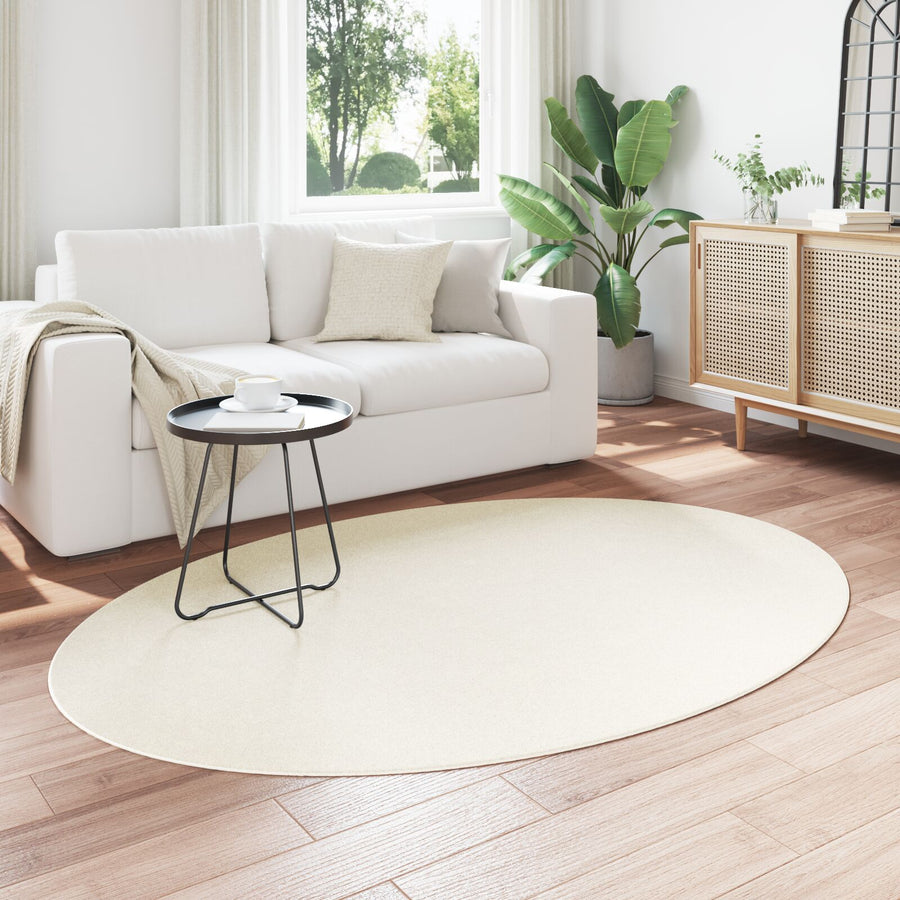 Tapijten Crème Wol 140 X 200 Cm Duurzaam Vloerkleed Ovaal