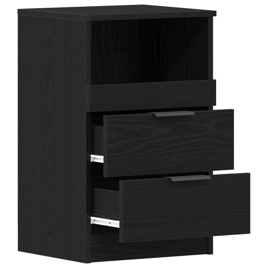 Nachtkastjes 2 Stuks Zwart Eiken 40X35X65 Cm Bewerkt Hout
