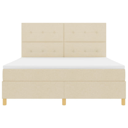 Boxspring Bed Met Matras Crème Super King Stof Blauw