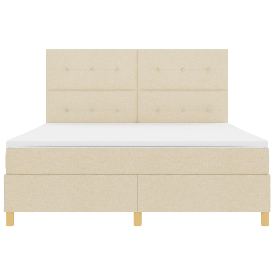 Boxspring Bed Met Matras Crème Super King Stof Blauw