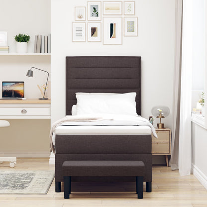 Boxspringbed Met Matras & Bank Stof Donkerbruin 100 x 200 cm Lijnen design