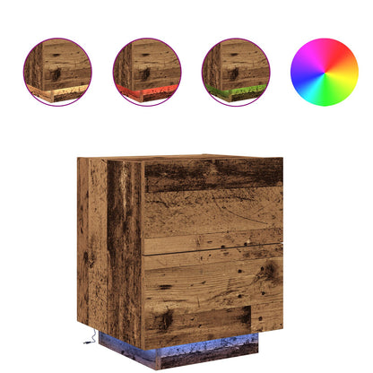 Bedside Cabinets Met Led Lichten 2 Stuks Oude Hout 45X40X55 Cm