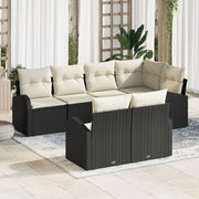 Tuinset poly rattan 7-delig zwart