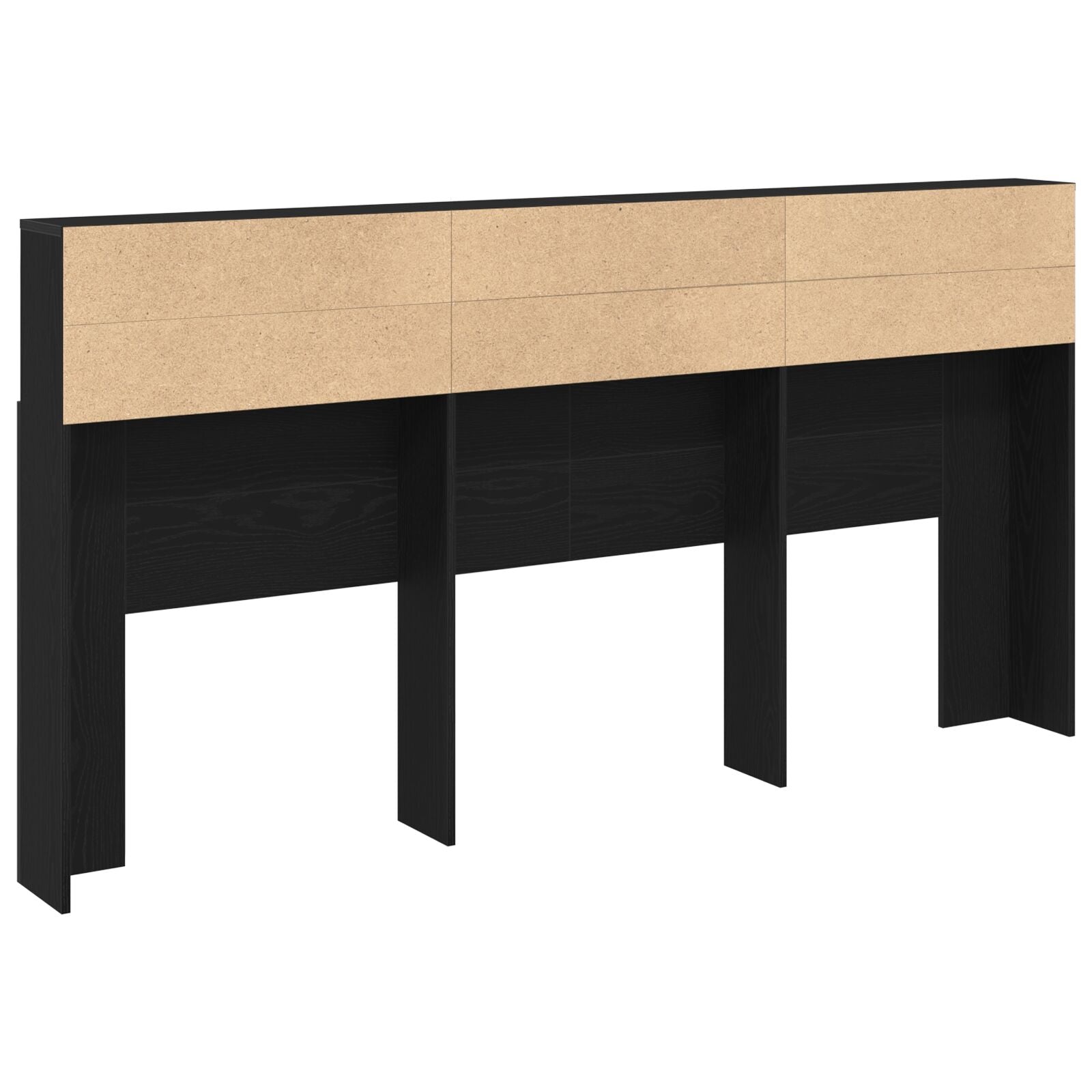 Zwarte Eiken Hooofdboardkast, 200X19X103.5 Cm, Bewerkt Hout