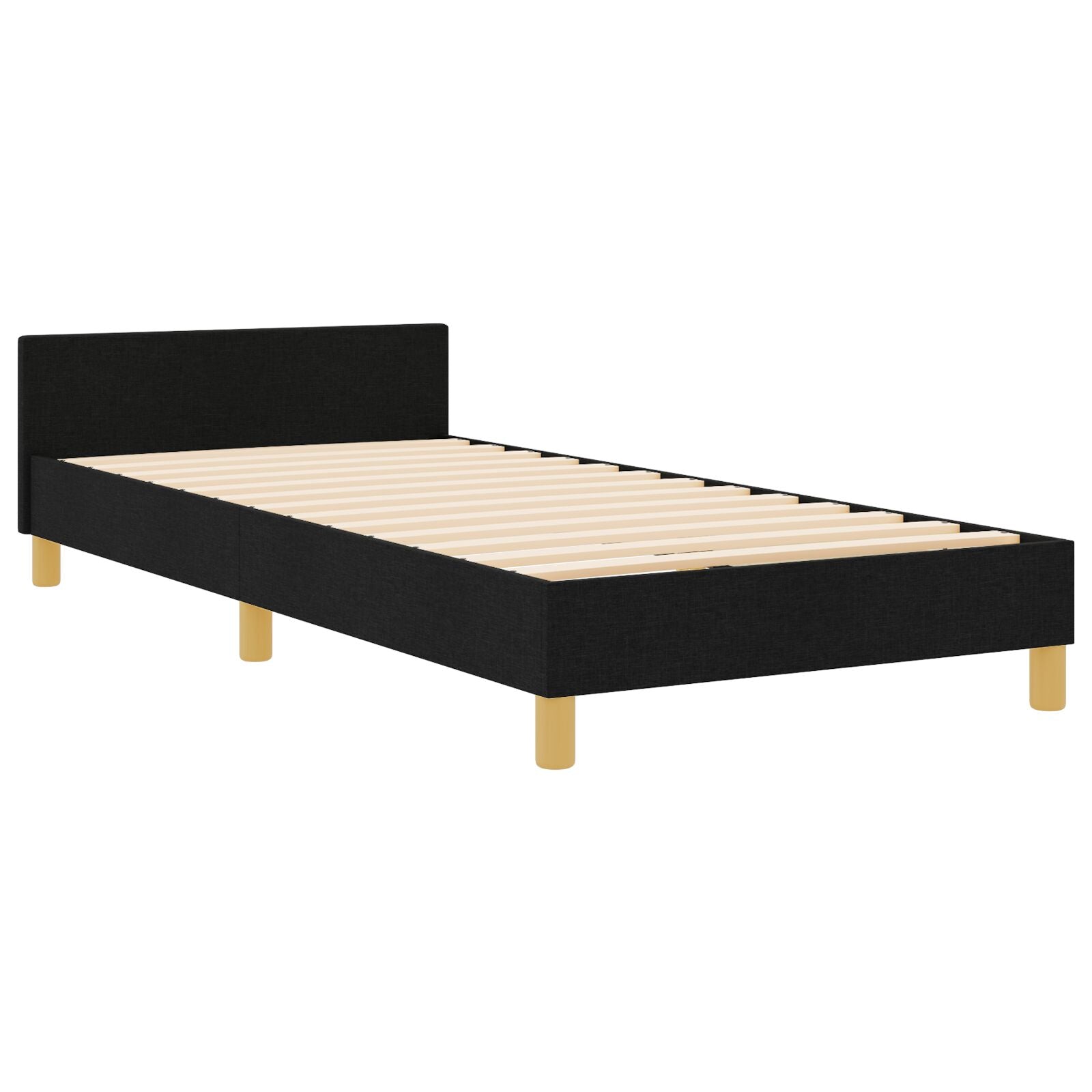 Zwarte Stoffen Bed Frame 90X200 Cm Crème