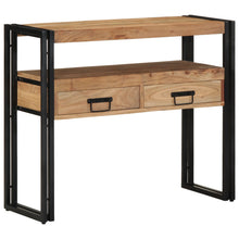 Console Tafel Zwart En Metaal 90 x 33 x 75 cm Massief acaciahout
