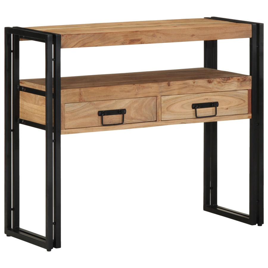 Console Tafel Zwart En Metaal 90 x 33 x 75 cm Massief acaciahout