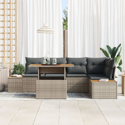 Tuin Sofa Set Set Van 6 Grijs Poly Rattan Tuin Eetset