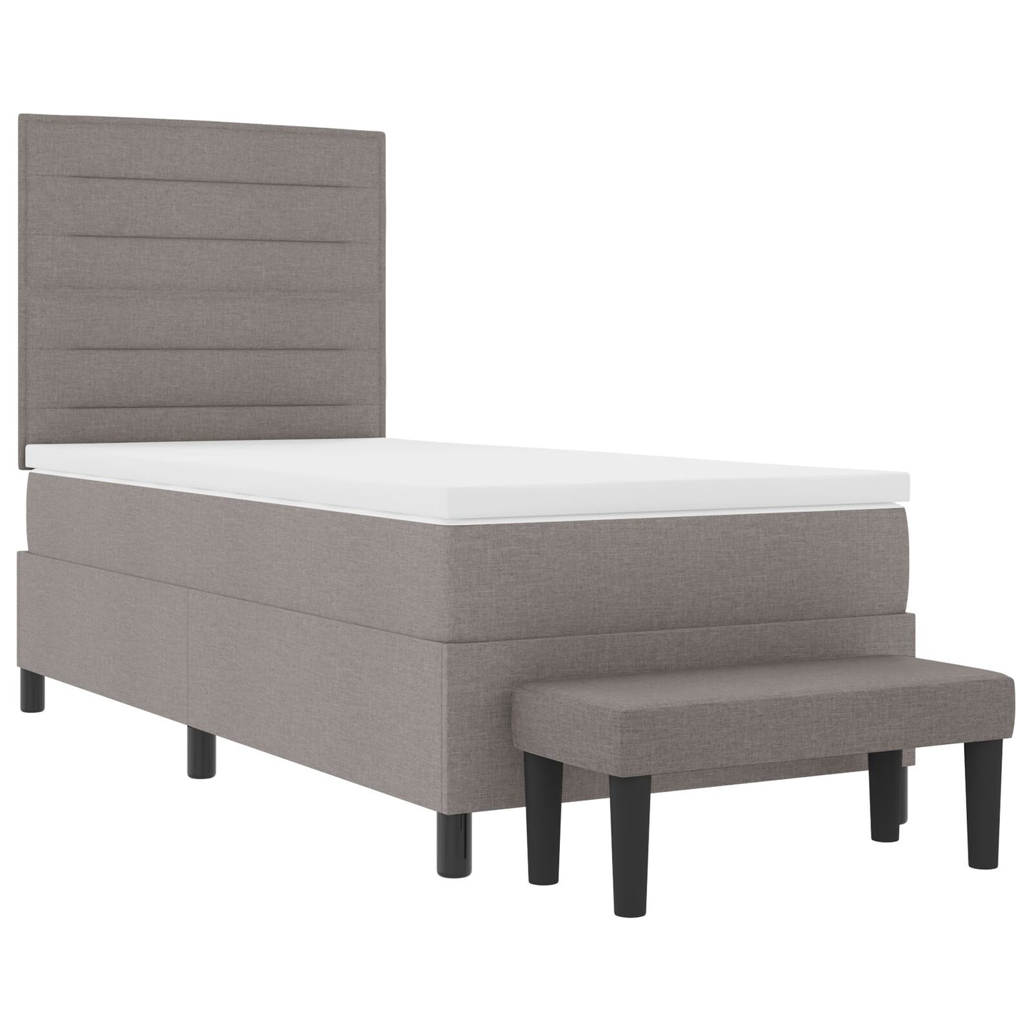 Boxspring Bed Met Matras & Bank Stof Taupe 100 x 200 cm Lijnen ontwerp