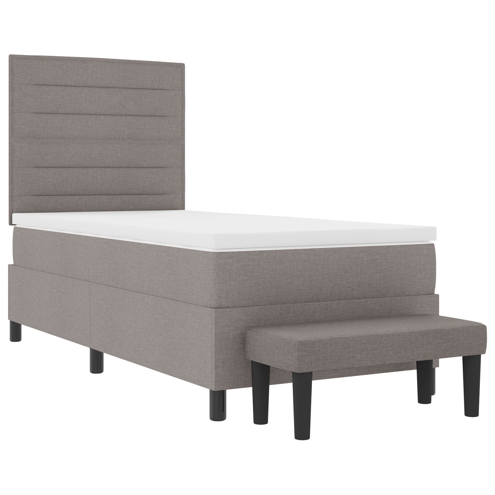 Boxspring Bed Met Matras & Bank Stof Taupe 100 x 200 cm Lijnen ontwerp