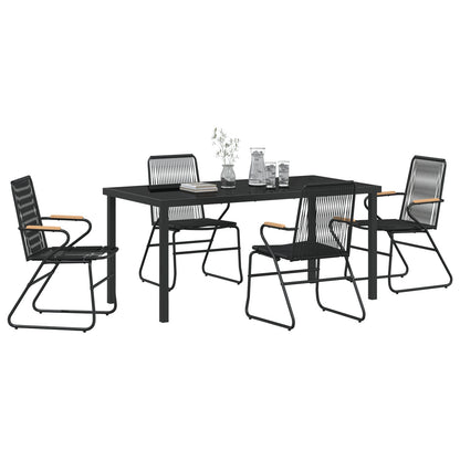 5-Delige Tuin Eetset Zwart Pvc Rattan