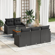 Tuin loungeset 6-delig poly rattan zwart