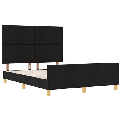 Bed Frame Zwart 140X190 Cm Stof Crème