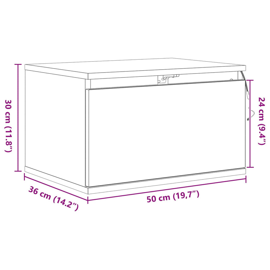Nachtkastje Met Led Muurmontage 50X36X30 Cm 1 Artisan eiken