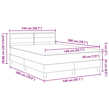 Boxspringbed Met Matras Stof Blauw 140 x 200 cm Lijnen ontwerp