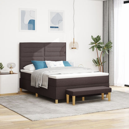 Boxspringbed Met Matras & Bank Stof Donkerbruin 140 x 200 cm Strak ontwerp