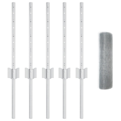 Gelaste Draadhek Met 5 U-Posts Zilver 0,4X10 M Staal