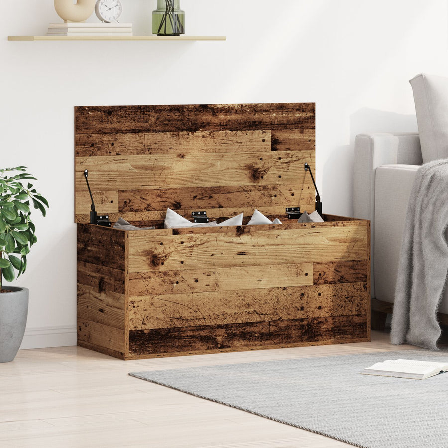 Opbergdoos Met Deksel Oude Hout 100X42X46 Cm Geengineerd Hout