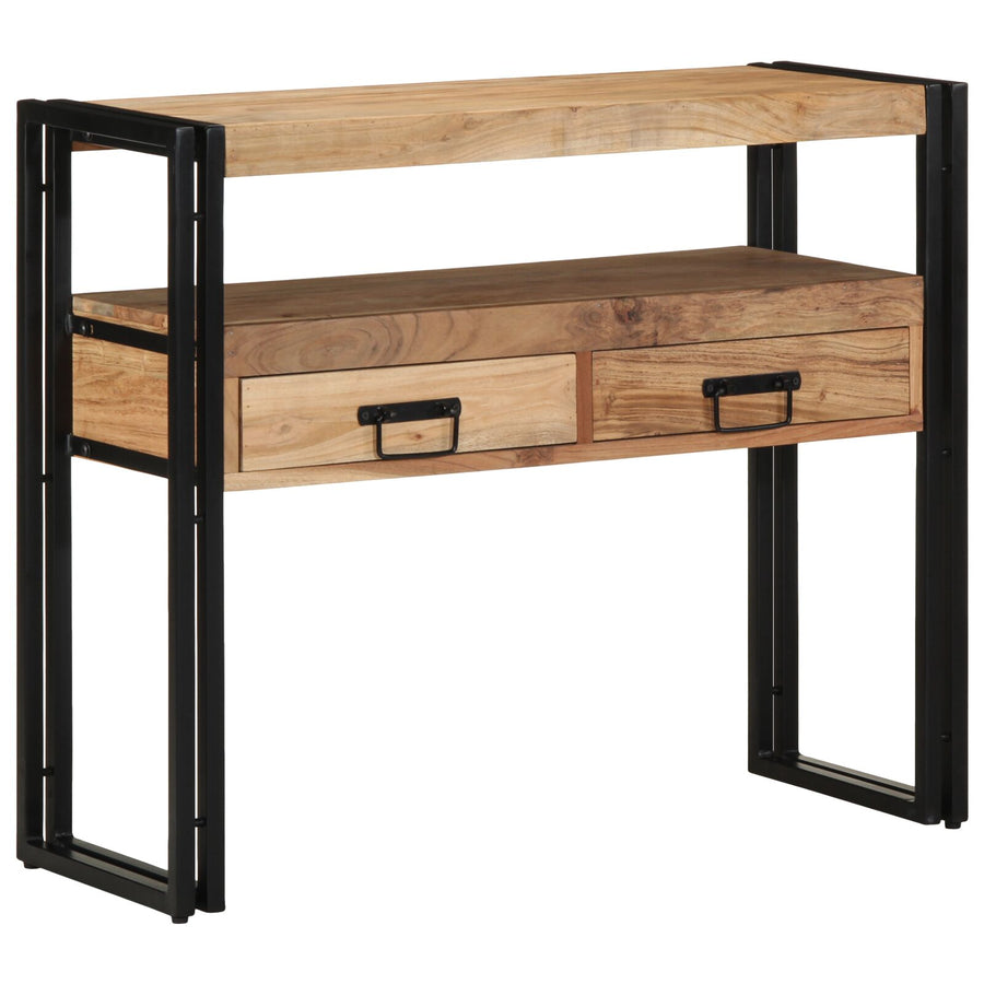 Console Tafel Zwart En Metaal 90 x 33 x 75 cm Massief acaciahout