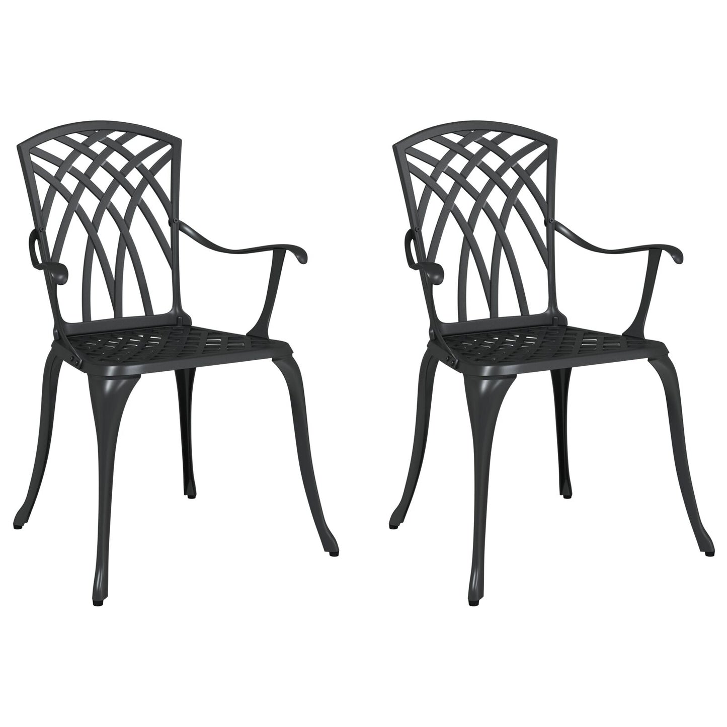 Tuinstoelen 2 Stuks Gietaluin Zwart
