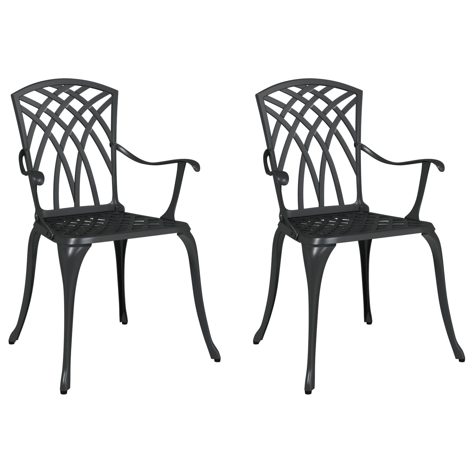 Tuinstoelen 2 Stuks Gietaluin Zwart