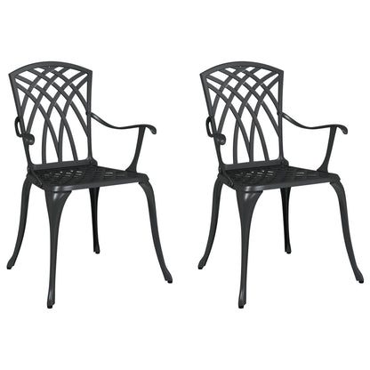 Tuinstoelen 2 Stuks Gietaluin Zwart